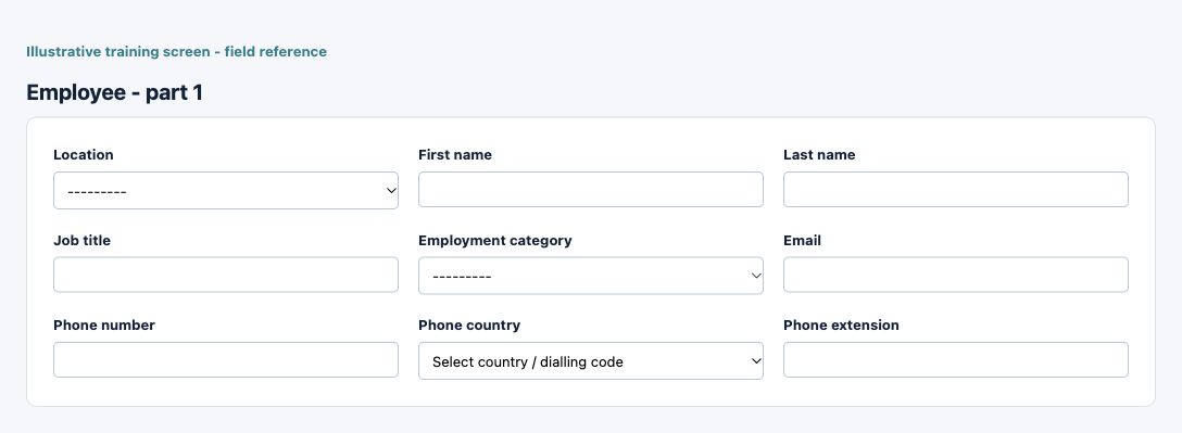 Illustrative training screen: Employee