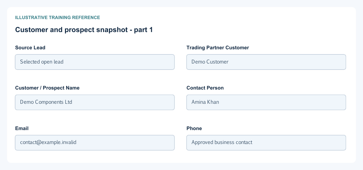 Illustrative training reference: Customer and prospect snapshot