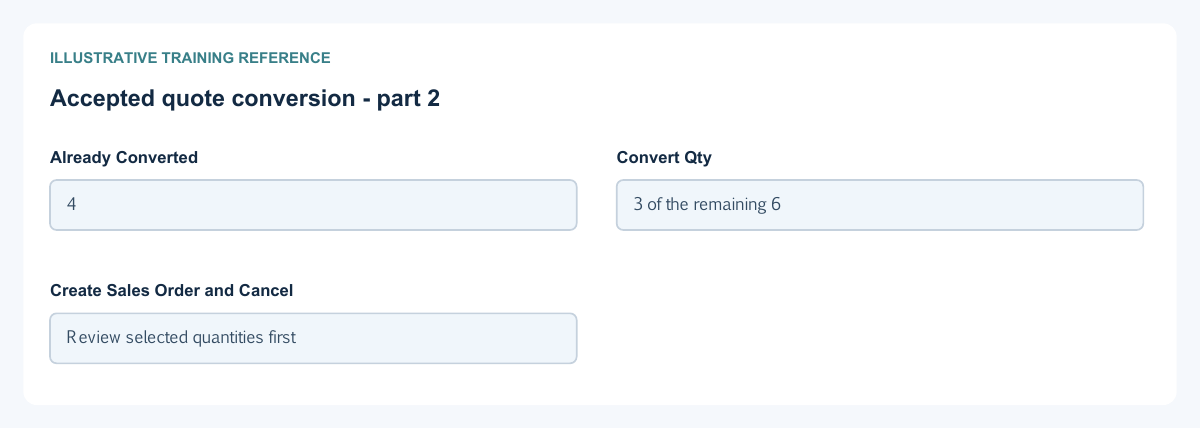 Illustrative training reference: Accepted quote conversion Accepted quote conversion continued