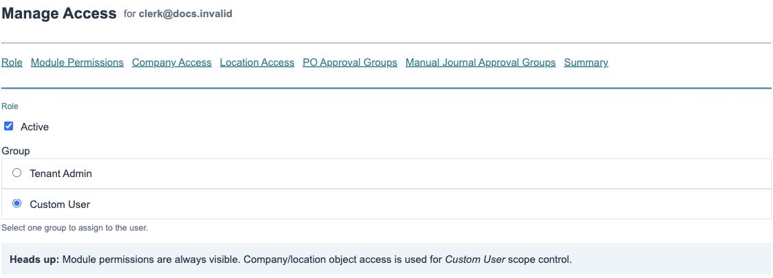 Figure 3. Illustrative training screen: Active and Group, with Custom User selected.