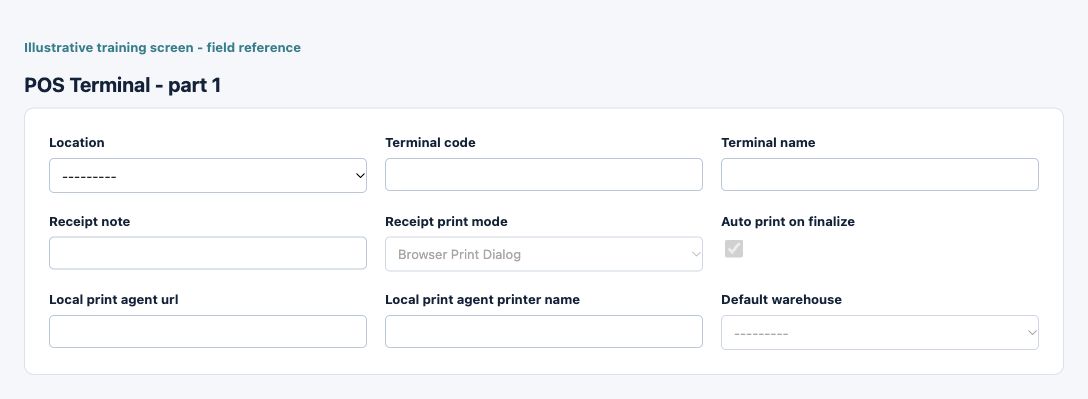 Illustrative training screen: POS Terminal