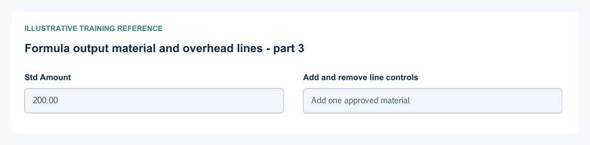 Illustrative training reference: Formula output material and overhead lines Formula output material and overhead lines continued