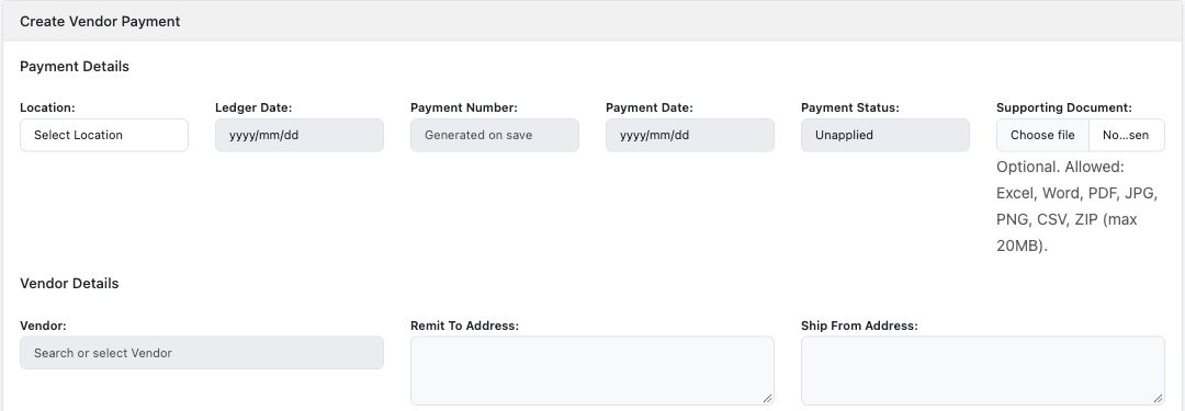 Illustrative training screen: Vendor payment identity and supplier