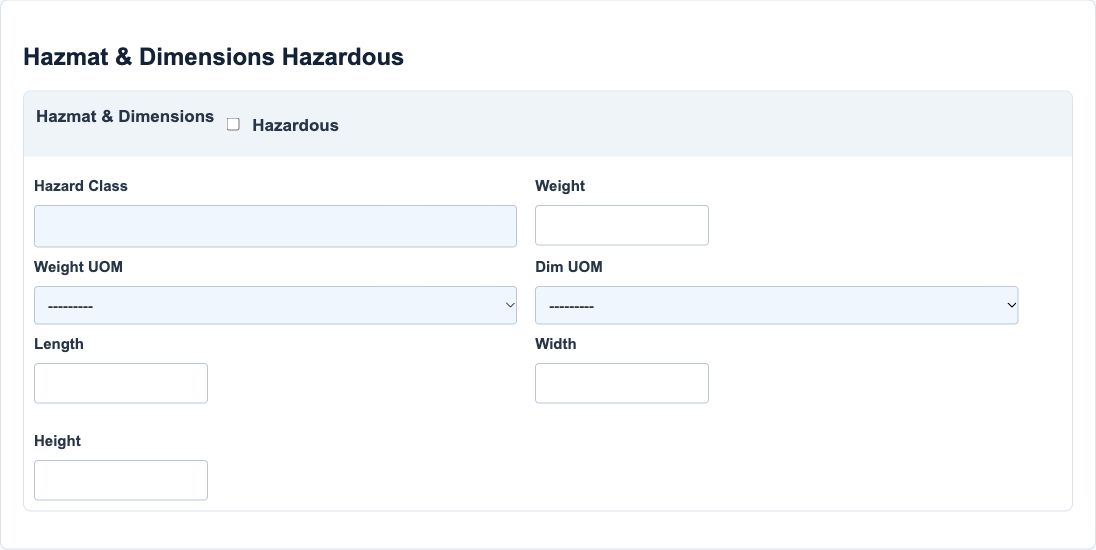 Illustrative training screen: Hazards and dimensions