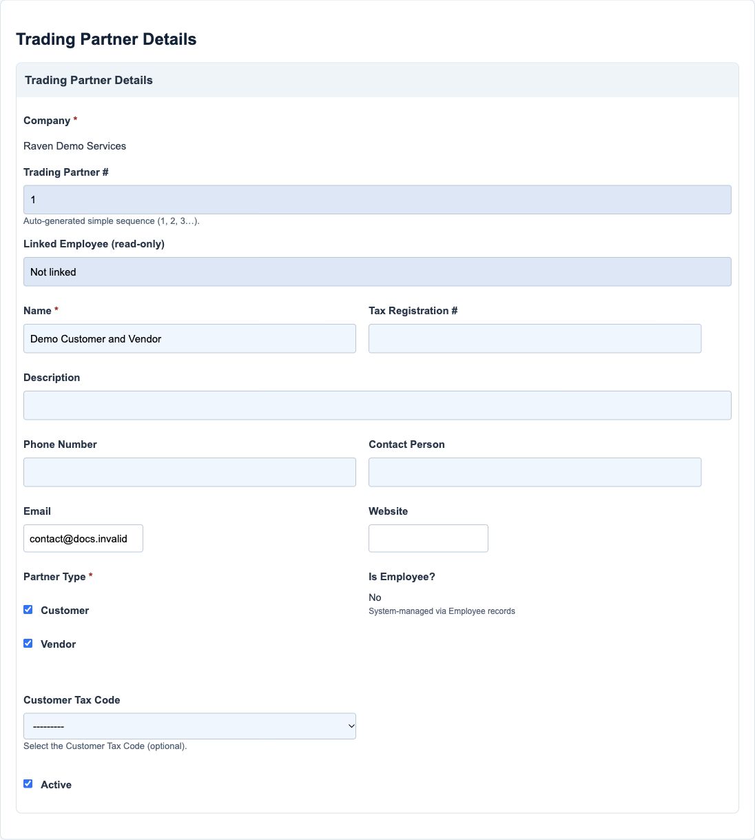 Illustrative training screen: Partner identity