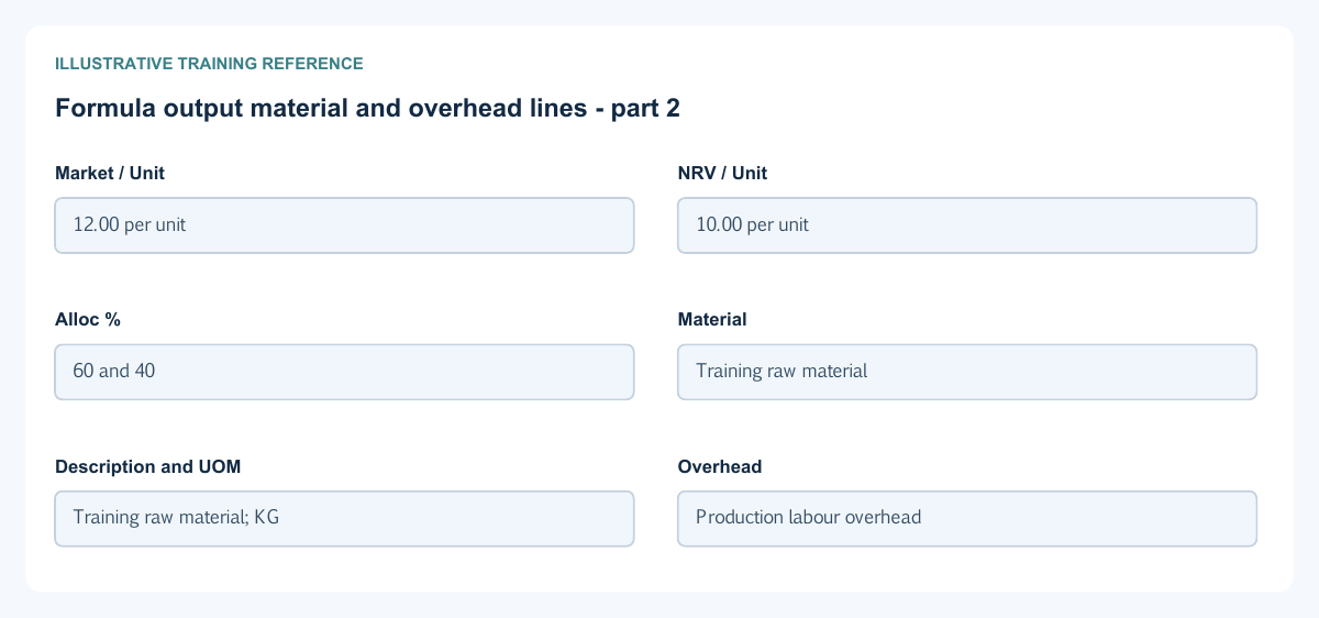 Illustrative training reference: Formula output material and overhead lines Formula output material and overhead lines continued