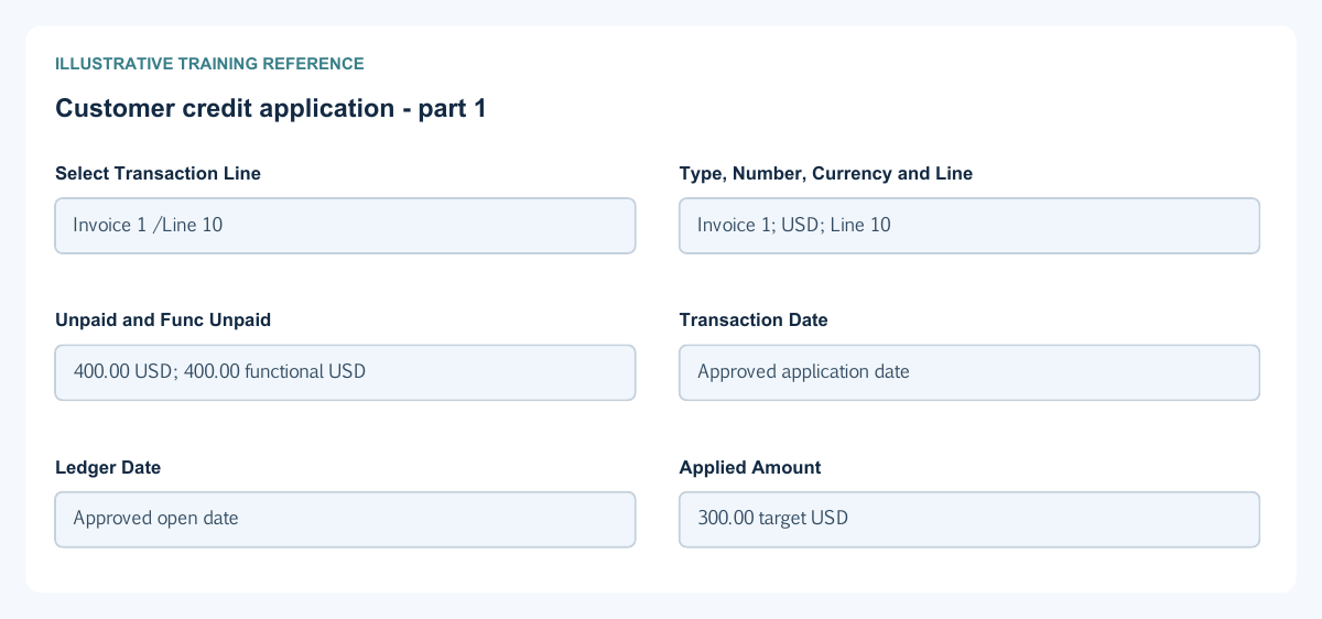 Illustrative training reference: Customer credit application