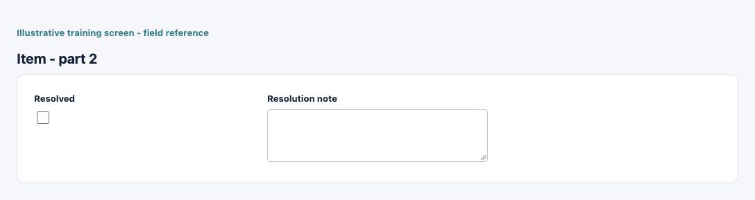 Illustrative training screen: Reconciliation item Additional Reconciliation item fields